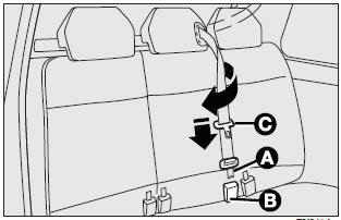 The seat belt has two webbings and a double buckle.