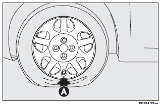 ❒ Position the involved wheel with the inflation valve (A) set as shown in the