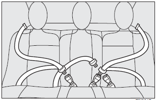 On certain versions the rear centre seat is fitted with seat belt with three