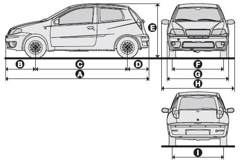 Dimensions are expressed in mm and refer to the vehicle fitted with standard