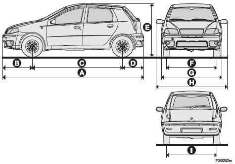 Dimensions are expressed in mm and refer to the vehicle fitted with standard