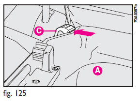 4) Lift part B-fig. 126 making the shelf slide along the available space behind