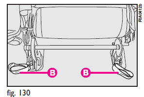secure tilted seats by the proper belts C-fig. 131 (one per seat) to the front