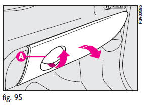 Operate handle A as shown by the arrow to open the compartment.