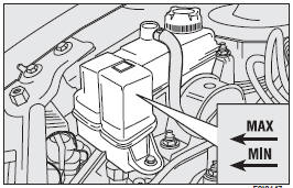 The coolant level shall be checked with cold engine and shall be included between